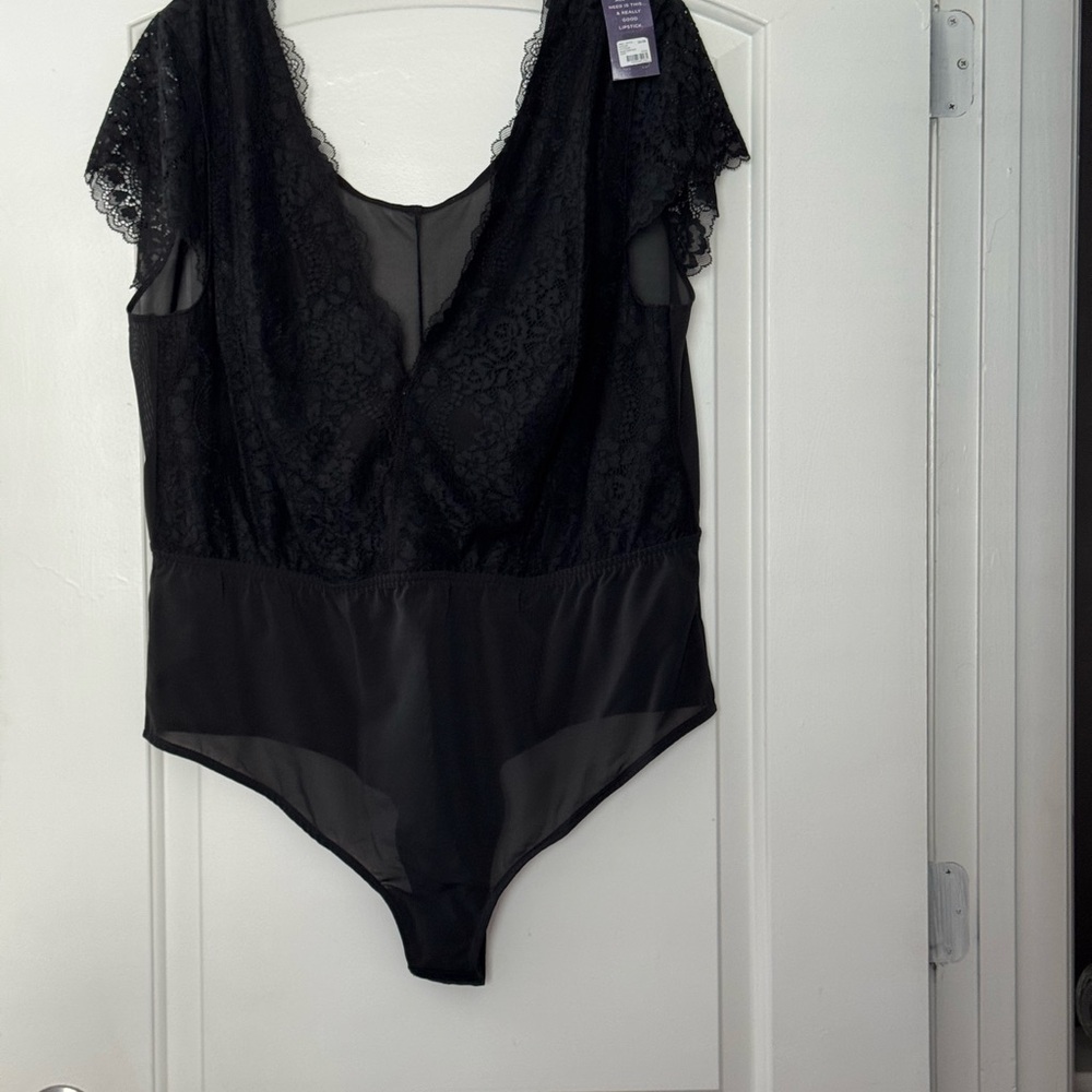 Elegant Classic Lane Bryant Cacique Black Lace Bodysuit.